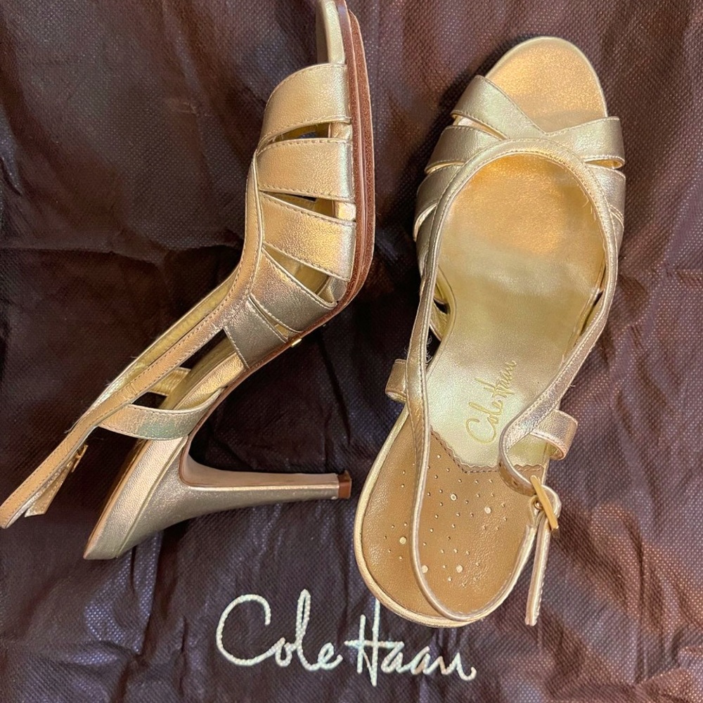 Cole Haan gold heels with Nike sore